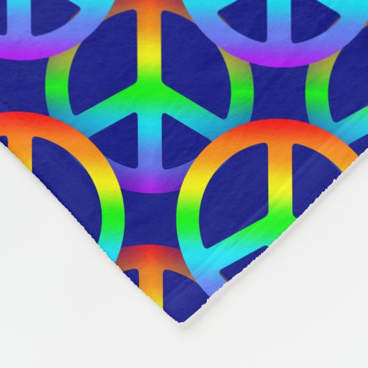 Rainbow Peace Sign Patroon Fleece Deken (Hoek)