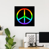 Rainbow Peace Sign Poster (Thuiskantoor)