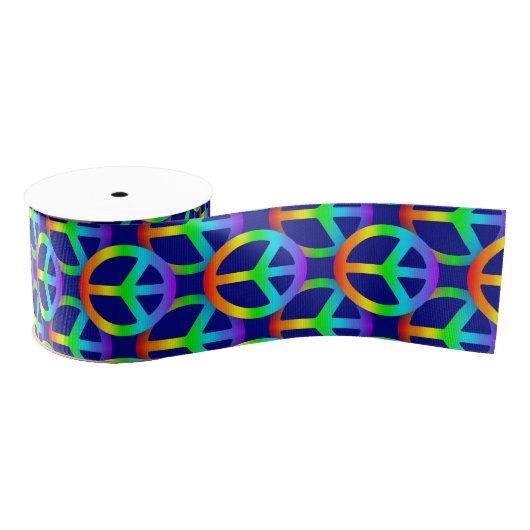 Rainbow Peace Sign Ribbon Grosgrain Lint (Spoel)