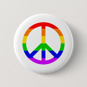 Rainbow Peace Sign Ronde Button 5,7 Cm