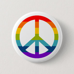 Rainbow Peace Sign Ronde Button 5,7 Cm