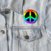 Rainbow Peace Sign Ronde Button 5,7 Cm (In situ)