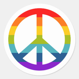 Rainbow Peace Sign Ronde Sticker
