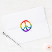 Rainbow Peace Sign Ronde Sticker (Envelop)