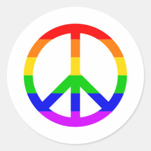Rainbow Peace Sign Ronde Sticker