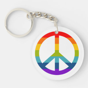 Rainbow Peace Sign Sleutelhanger