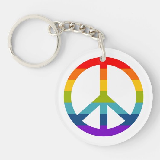 Rainbow Peace Sign Sleutelhanger (Voorkant)