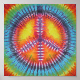 Rainbow Peace Sign Tie Dye Poster