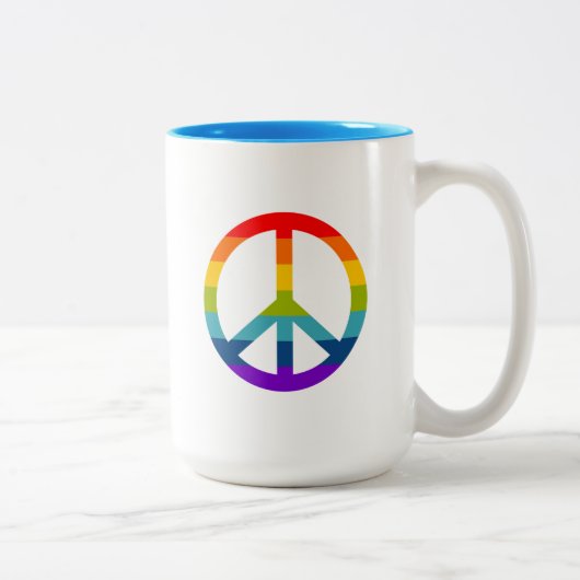 Rainbow Peace Sign Tweekleurige Koffiemok (Rechts)