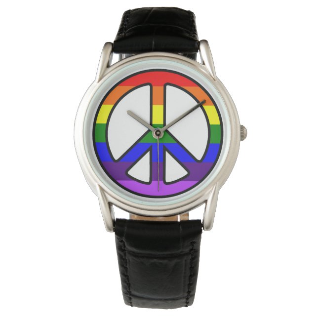 Rainbow Peace Sign Watch Horloge (Voorkant)