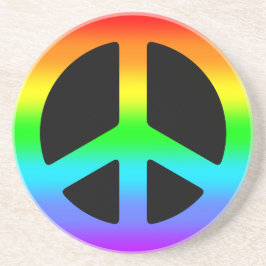 Rainbow Peace Sign Zandsteen Onderzetter