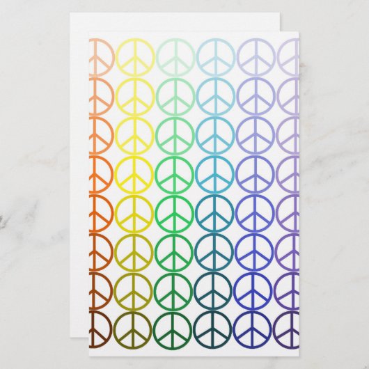 Rainbow Peace Signalering Stationery Briefpapier (Voorkant / Achterkant)