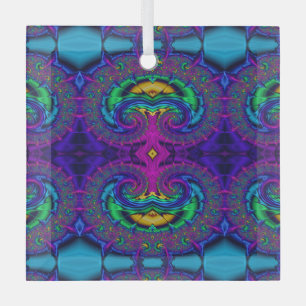 Rainbow Peacock Fractal Art Swirl Suncatcher Glas Ornament