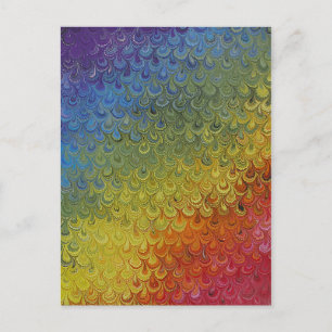 Rainbow Peacock geverfd marmer paper Briefkaart