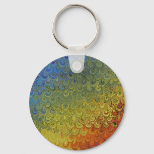 Rainbow Peacock Marble Sleutelhanger