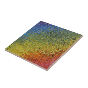 Rainbow Peacock Marble Tegeltje