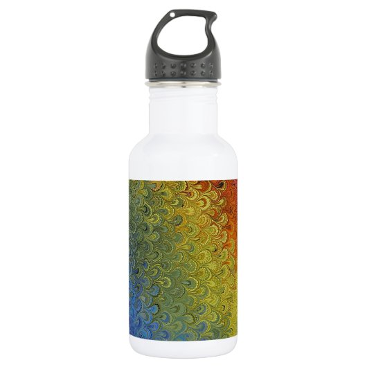 Rainbow Peacock Marble Waterfles (Voorkant)