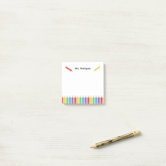 Rainbow Pencil Teacher Crayons Post-it® Notes (Op bureau)