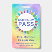 Rainbow Pencils Classroom Salle de bain Badge (Front)