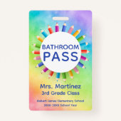 Rainbow Pencils Classroom Salle de bain Badge (Devant)