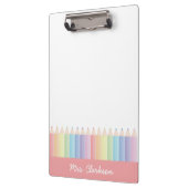 Rainbow Pencils Gepersonaliseerde Leraar Klembord (Links)
