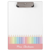 Rainbow Pencils Gepersonaliseerde Leraar Klembord (Voorkant)