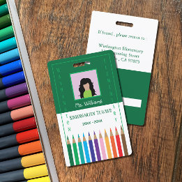 Rainbow Pencils Kindergarten Leraar ID-kaart Badge