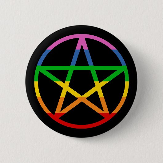 Rainbow Pentacle Ronde Button 5,7 Cm (Voorkant)