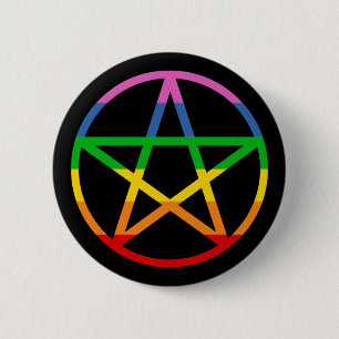 Rainbow Pentacle Ronde Button 5,7 Cm