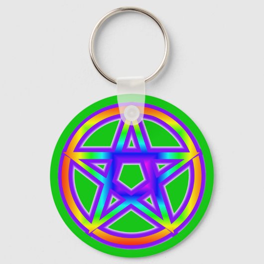 Rainbow Pentagram Sleutelhanger (Voorkant)