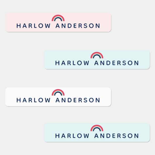 Rainbow Personalized Name School Waterproof Modern Labels (Groep)