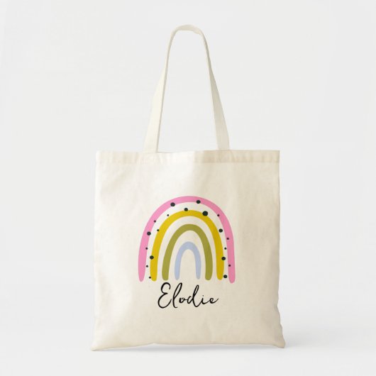 Rainbow Personalized Name Tote Bag Custom Gift (Devant)