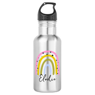 Rainbow Personalized Name Water Bottle Custom Kids Waterfles