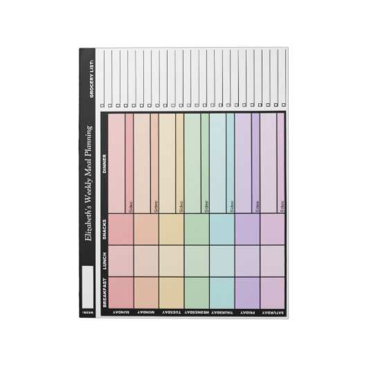 Rainbow Personalized Weekly Meal Planning Notitieb Notitieblok (Gedraaid)