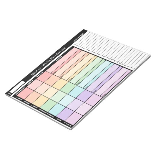 Rainbow Personalized Weekly Meal Planning Notitieb Notitieblok (Schuin)