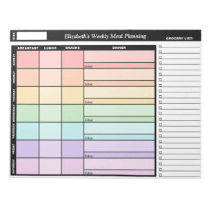 Rainbow Personalized Weekly Meal Planning Notitieb Notitieblok