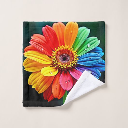 Rainbow Petal Flower Art Bad Handdoek (Wasdoekje)