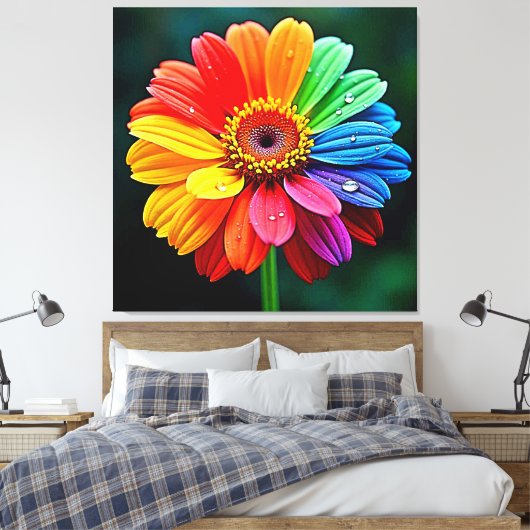 Rainbow Petal Flower Art Canvas Afdruk (Insitu (Slaapkamer))