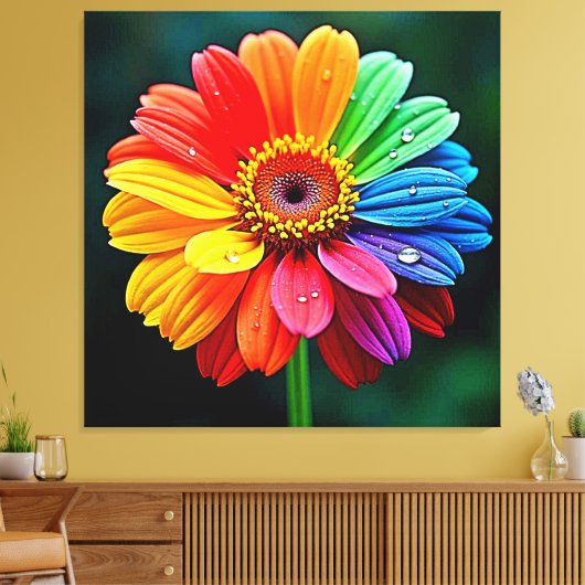 Rainbow Petal Flower Art Canvas Afdruk (Insitu (Woonkamer))