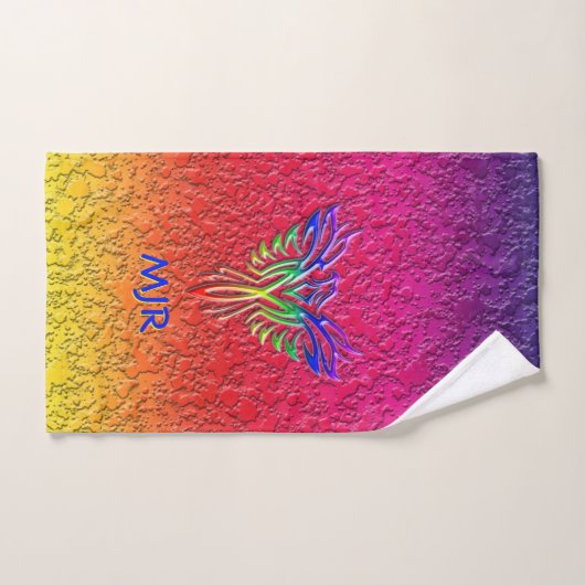 Rainbow Phoenix Rising LBGTQ+ met uw initialen Bad Handdoek (Handdoek)