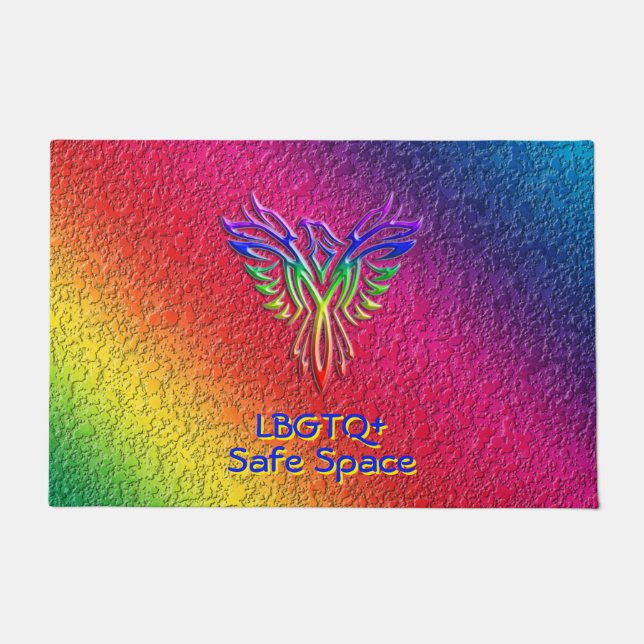 Rainbow Phoenix Rising LBGTQ+ met uw initialen Deurmat (Voorkant)