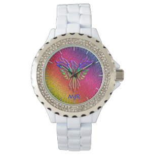 Rainbow Phoenix Rising LBGTQ+ met uw initialen Horloge