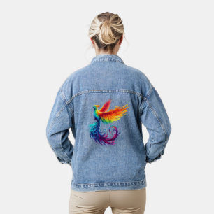 Rainbow Phoenix Rising met Pride LGBTQ Bird Denim Jacket