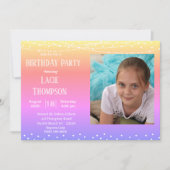 Rainbow Photo Birthday Invitation Kaart (Voorkant)