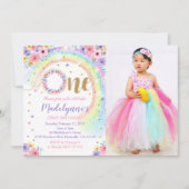 Rainbow Photo Invitation Rainbow 1er anniversaire (Devant)
