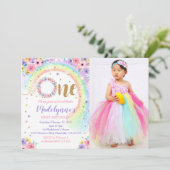 Rainbow Photo Invitation Rainbow 1er anniversaire (Debout devant)