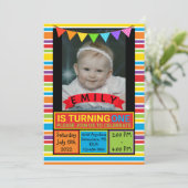 Rainbow Photo Invitations d'anniversaire (Debout devant)