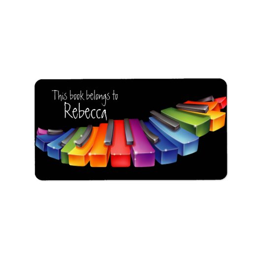 Rainbow Piano Keys Boekplaat Labels (Voorkant)
