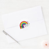 Rainbow Piano Ronde Sticker (Envelop)
