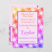 Rainbow Picnic Diagonal Save the Date Briefkaart (Voorkant / Achterkant)